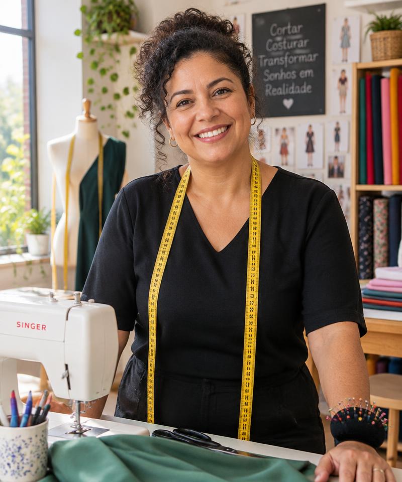 Instrutora da Mavi Moldes no ateliê